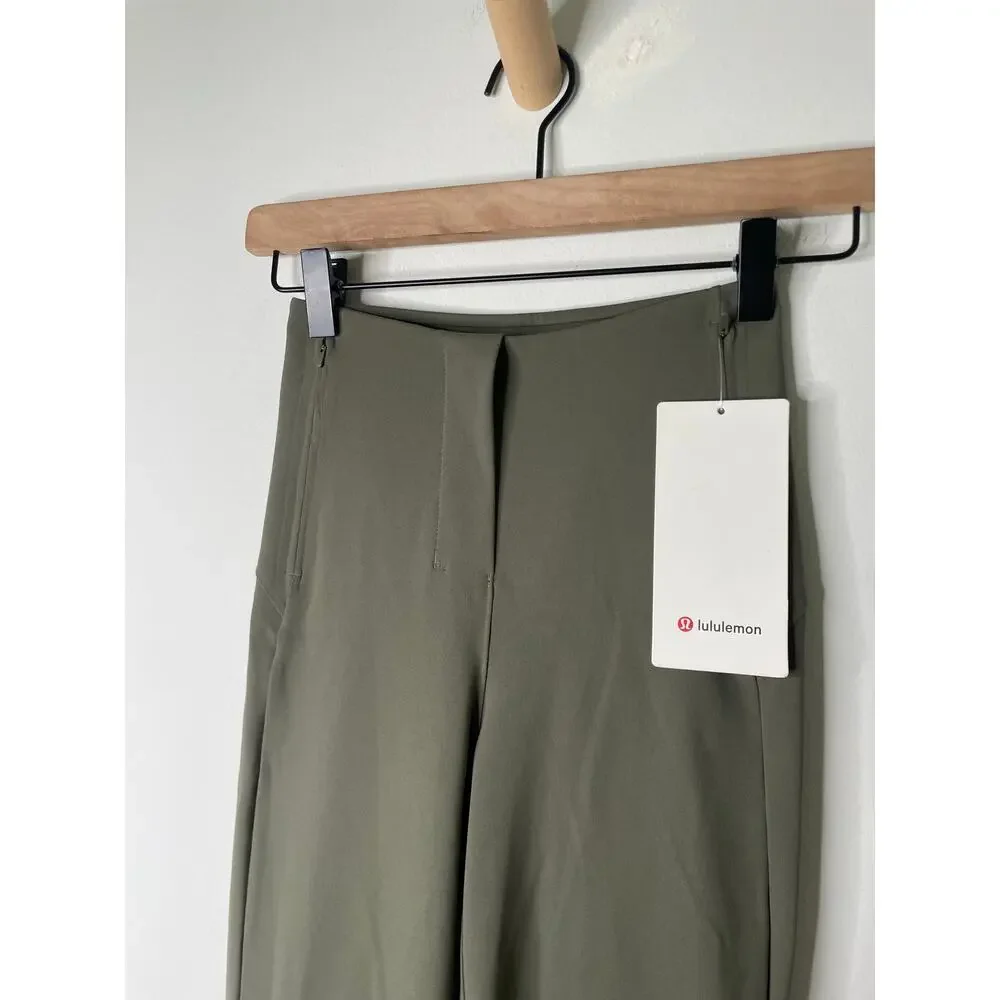 NWT Lululemon Smooth Fit Cropped Pants Size 0 Olive Green High Rise Athleisure